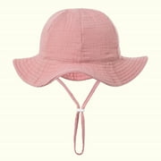 LpwkSSA Baby Sun Hat Toddler Infant Cap Kid Beach Hats Swimsuit with Sunscreen Newborn Bucket Hat for Boys Girls (Hot Pink,3-12Months)